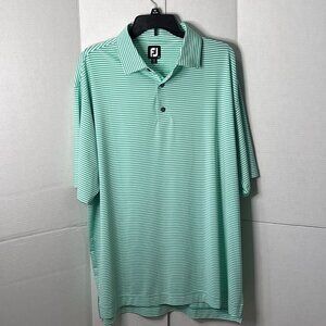 FootJoy Mens Green and White Striped Polo 2XL